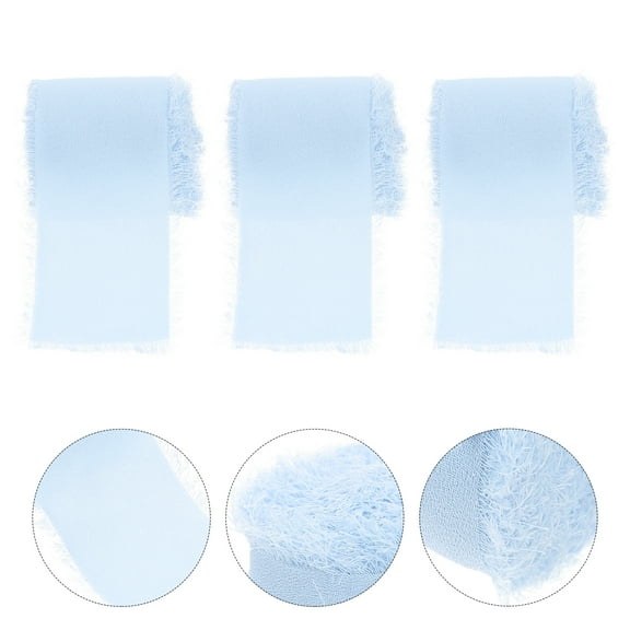 Dytern Wedding 3 Rolls Hand Made Fringe Chiffon Silk Ribbons Silk Like Ribbon DIY Crafts Decor Ribbons