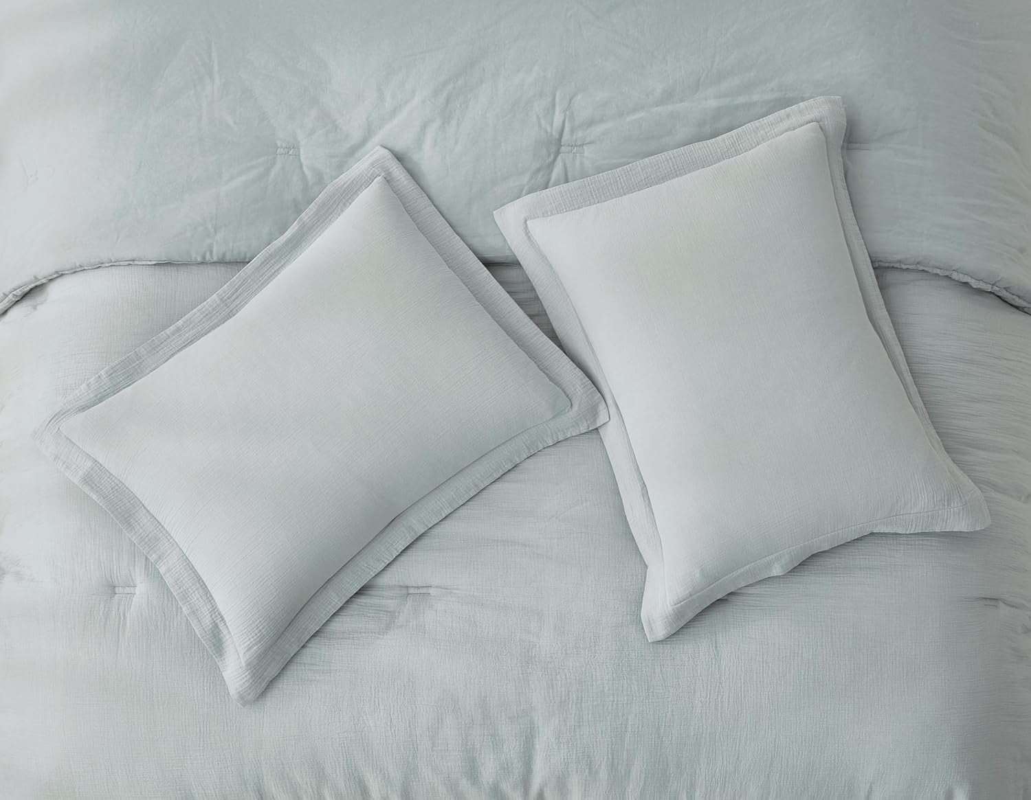 Chezmoi Collection Breeze 3-Piece 100% Cotton Muslin King Comforter Set, Light Blue-Gray Soft Washed Cotton Gauze Comforter, Lightweight Breathable Bedding for All Season