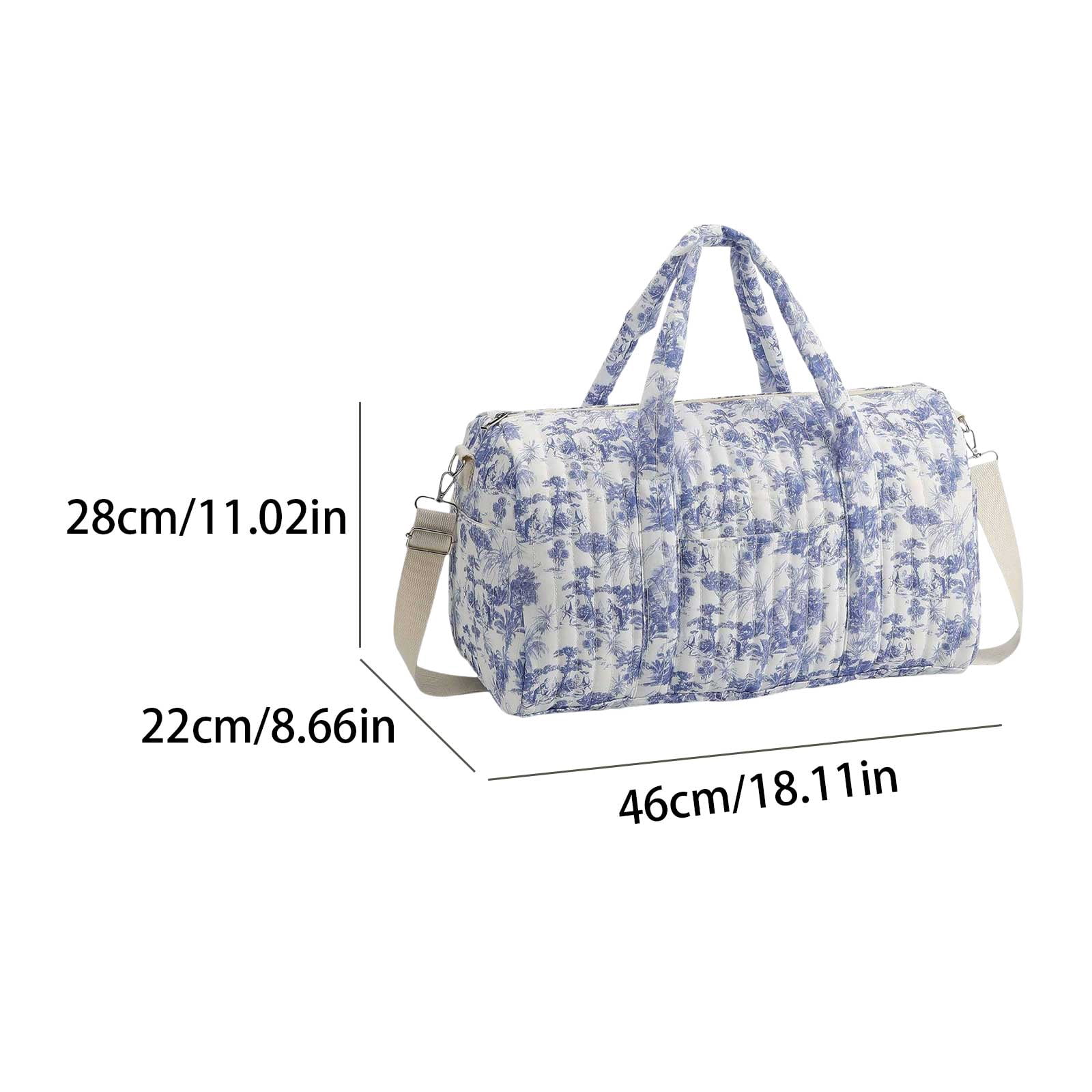 Hersfrd Cotton Quilted Floral Travel Baby Diaper Bag Large Capacity Travel Organizer with Zipper for Mom Dad Women Men Boys Girls (Coconut Blue)