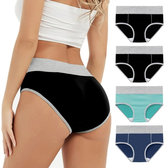OSFVNOXV Leak Proof Underwear for Women Cotton,Plus Size 4 Pack Comfort Fit Seamless Breathable Stretch Hipster Panties Sizes M-5XL