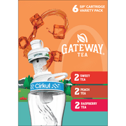 Cirkul Gateway Tea Flavor Cartridge Variety Pack, Drink Mix, 6-Pack (2 Sweet Tea, 2 Raspberry Tea, 2 Peach Tea)