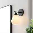 thumbnail image 2 of SAFAVIEH Lyona LED Black Metal Wall Sconce with White Shade, Set of 2, 2 of 8