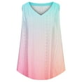 thumbnail image 4 of Plebaso Womens Tank Tops V Neck Gradient Lightweight Eyelet Shirts Flowy Loose Summer Sleeveless Blouses, 4 of 7
