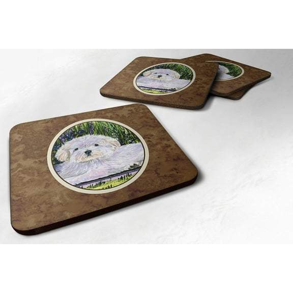 Carolines Treasures SS8430FC Coton de Tulear Foam Coaster Set of 4 3 1/2 x 3 1/2 multicolor