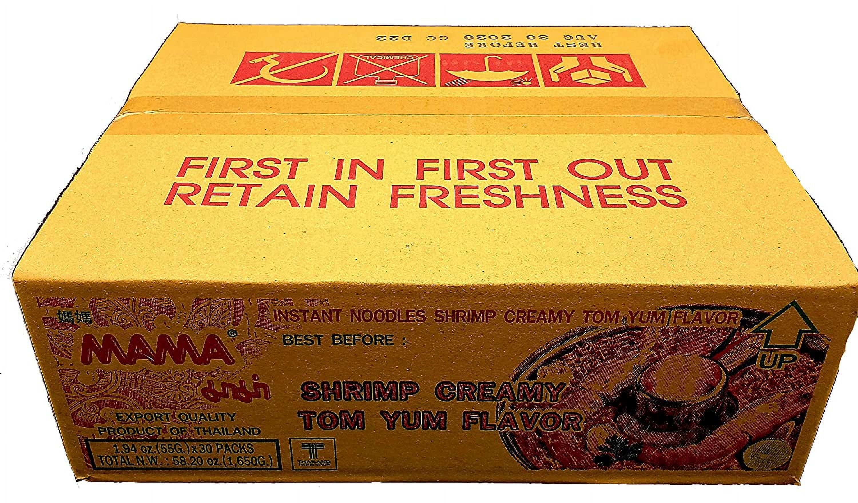 MAMA Oriental Style Instant Noodles (Shrimp Creamy Tom Yum Flavor) (Pack of 30 , one case) plus NineChef Brand Spoon