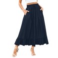 thumbnail image 3 of VBTAPA Maxi Skirt for Women A-Line Tiered Elastic High Waisted Skirts Summer Vacation Flowy Swing Long Skirts Navy XL, 3 of 8