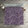 thumbnail image 3 of Ambesonne Garden Quilted Coverlet 3 Pcs, Flourishing Vintage Lily, King Size, Pale Lilac Eggplant, 3 of 4