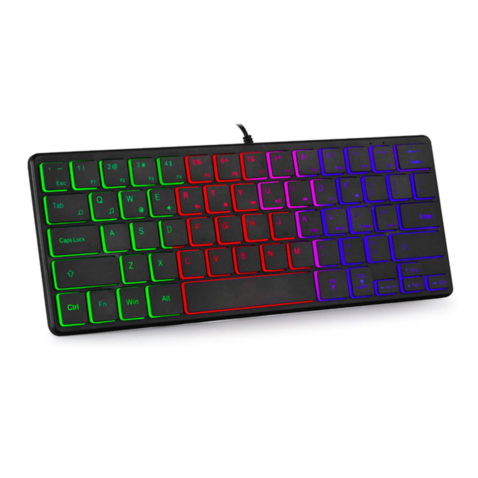 Gaming Keyboard Mini Mechanical Illuminated Compact Ergonomic Game Waterproof Three-Color for Typist Travel Business Windows