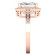 thumbnail image 3 of 2.78 ctw with Simulated Diamond Halo Accents Anniversary Ring for Women | Emerald Cut White Sapphire | Hyperallergenic Solid 18K Rose Gold, 3 of 5