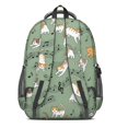 thumbnail image 3 of Cat and Music Note Green Pattern Backpack for School, Cute School Bag with Adjustable Shoulder Straps and Padded Back, 16.9"x12.6"x5.9", 3 of 5