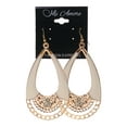 thumbnail image 2 of Gold-Tone & White Colored Metal Dangle-Earrings With Crystal Accents #LQE2542, 2 of 2