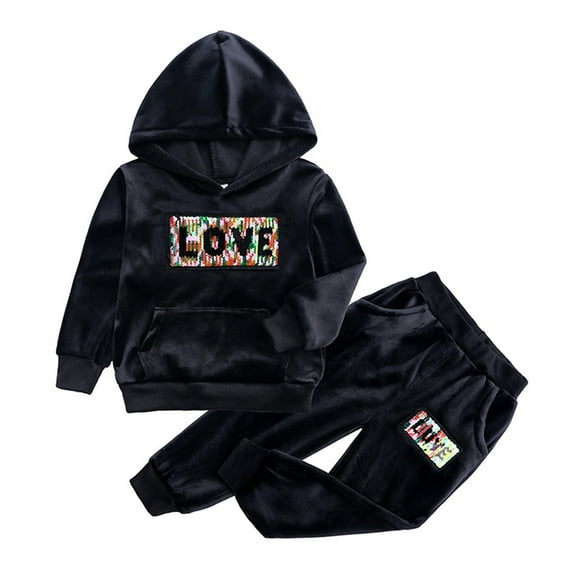 Tiweut Leisure Boys Outfits Kids Toddler Baby Letter Long Sleeve Pants Hooded Sweatshirt and Pants Suits for Boy 12-18 M