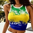 thumbnail image 2 of Bibifish Womens Tank Tops Crew Neck Brazil Flag Gradient Print Camisoles Cropped Summer Sleeveless Shirts, 2 of 4