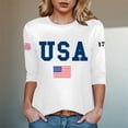 thumbnail image 2 of vigerkar 3/4 Sleeve USA Patriotic Shirts for Women 4th of July America Stars Stripes Flag Graphic Tops Summer BBQ Tee (White, L), 2 of 5
