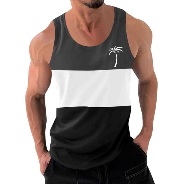 Hombres Casual Moda Patchwork Impresión Pullover Cuello Redondo Deportes Tanque
