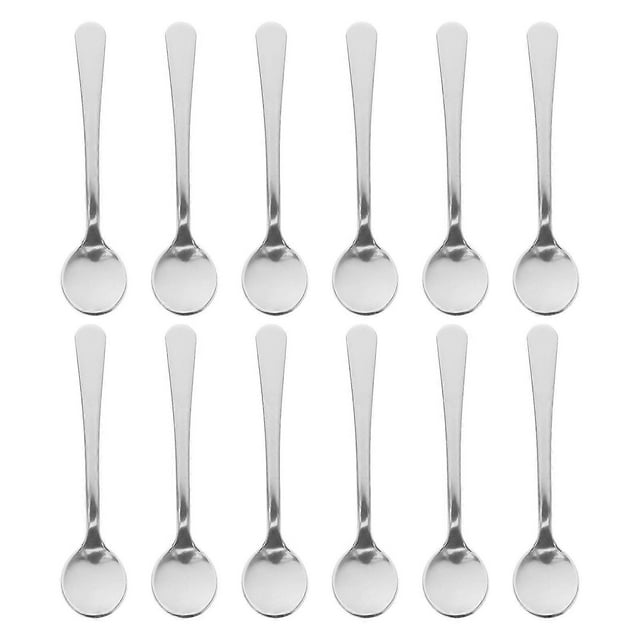12pcs Stainless Steel Espresso Spoons Mini Teaspoons Cute Little Scoops For Coffee Tea Sugar Dessert Cake Ice Cream Cappuccino