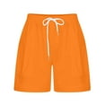 thumbnail image 4 of IROINNID Deals Shorts for Women Solid Loose Pockets Drawstring Short Pants,Orange, 4 of 5