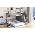 thumbnail image 5 of [US IN STOCK] Twin over Full House Roof Bunk Bed with Staircase and Shelves, Gray, 5 of 9
