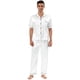 thumbnail image 1 of Pijama de satén clásico para hombre, manga corta, con botones, ropa de dormir, ropa de dormir, pijama blanco M, 1 of 5