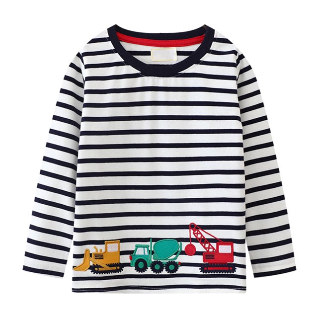 Chandails pour Tout-Petits Garçons en Coton à Imprimé, Manches Longues, Chandail à Col Rond, Hauts, T-Shirts, Gris, 6T