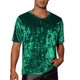 thumbnail image 1 of Camiseta de terciopelo INSPIRE CHIC para hombres, clásica de manga corta, cuello redondo, color verde oscuro, 1 of 5