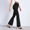 thumbnail image 3 of Gibobby Pantalones de yoga VWomen Leggings cintura alta elástico Bootcut Yoga mujer casual verano sólido elástico cintura alta pantalones delgados Yoga deportes cuerno pantalo(Negro， M), 3 of 4