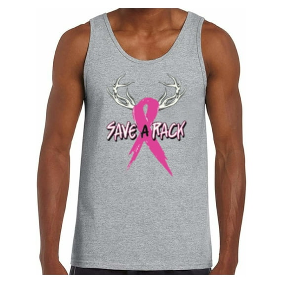 Awkward Styles Men's Save A Rack Graphic Tank Tops Pink Ribbon Breast Cancer Awareness