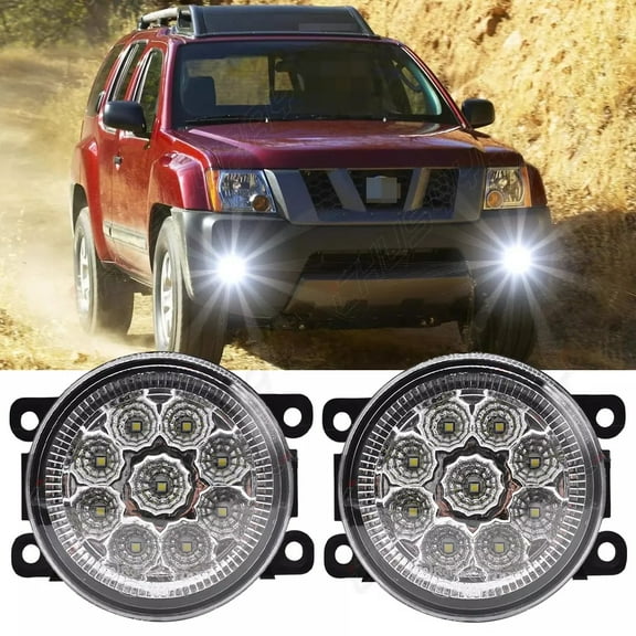 Left&Right Side Front Bumper Fog Light Lamps 6000K White 2Pcs for 2005-2015 Nissan Xterra