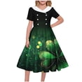 thumbnail image 1 of SBYOJLPB Robe Imprimée à Thème de la Saint-Patrick pour Filles Manches Courtes Extensible Robe d'Été Ligne A Robe de Récital Scolaire avec Col Rabattu, 1 of 5