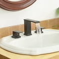 thumbnail image 3 of AWZTOO Waterfall Widespread Bathroom Faucet With Drain Assembly 3 Hole Bathroom Sink Faucets Double Handle 8 Inch Basin Vanity Taps Oil Rubbed Bronze, 3 of 5