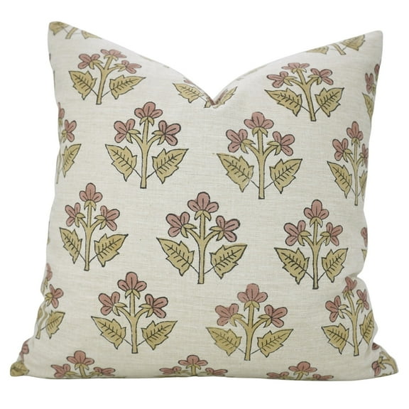 Fabdivine “Chahat” Wine Block Print Cushion – Handcrafted Linen Blend Pillow for Ethnic Farmhouse Charm