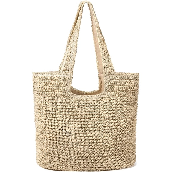 Gmdisc Straw Beach Tote Bag for Women,Large Summer Boho Woven Bag Handmade Waterproof Shoulder Handbags