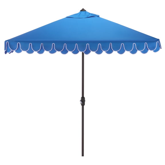 Safavieh Outdoor Valance 7.5ft Crank Patio Umbrella, Pacific Blue/White