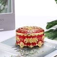 thumbnail image 5 of ABPETE Oval Jewelry Box Classic Metal Trinket Organizer Ring Storage Box with Rose Pattern Jewelry Storage Box for Ring Earrings Necklace, Gift for Women, Red, 5 of 18