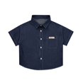 thumbnail image 1 of Veste en Jean Décontractée pour Garçon, Manches Courtes, Bouton Western, Bleu Foncé 3-4 Ans, 1 of 7