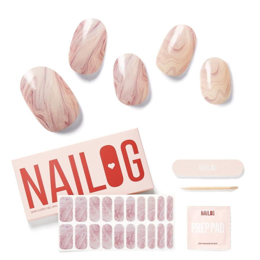 NAILOG Semi Cured Gel Nail Strips (Pink Fusion), 20 pieces of Ultra