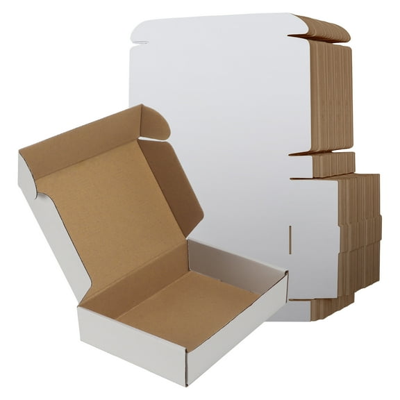 50 Pack 9x6x2 Shipping Box Recyclable Mailers, Corrugated Cardboard Small Gift Business Boxes, White