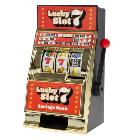Slot Machine Coin Bank– Realistic Mini Table Top Novelty Toy by Trademark Gameroom (Lucky