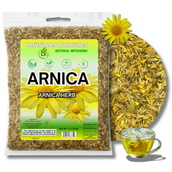 Arnica Flor Herbal Tea – 4 oz (113g) Loose Leaf + Stainless Steel Tea Infuser – 100% Natural – Caffeine-Free, Non-GMO, Gluten-Free, Vegan – Wildcrafted from Mexico – by BexpertsUSA