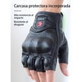 thumbnail image 4 of Guantes De Moto Transpirables Con Medio Dedo, 100% Piel De C, 4 of 8