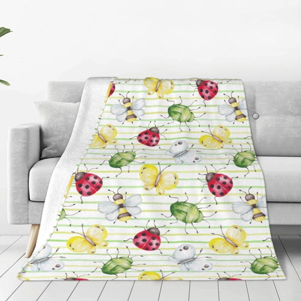 Fotbe Insects Manta de Franela Acolchonada con Estampado, Súper Suave y Esponjosa, Extra Grande para Sofá, Cama, Uso Todo el Año-40"x30"