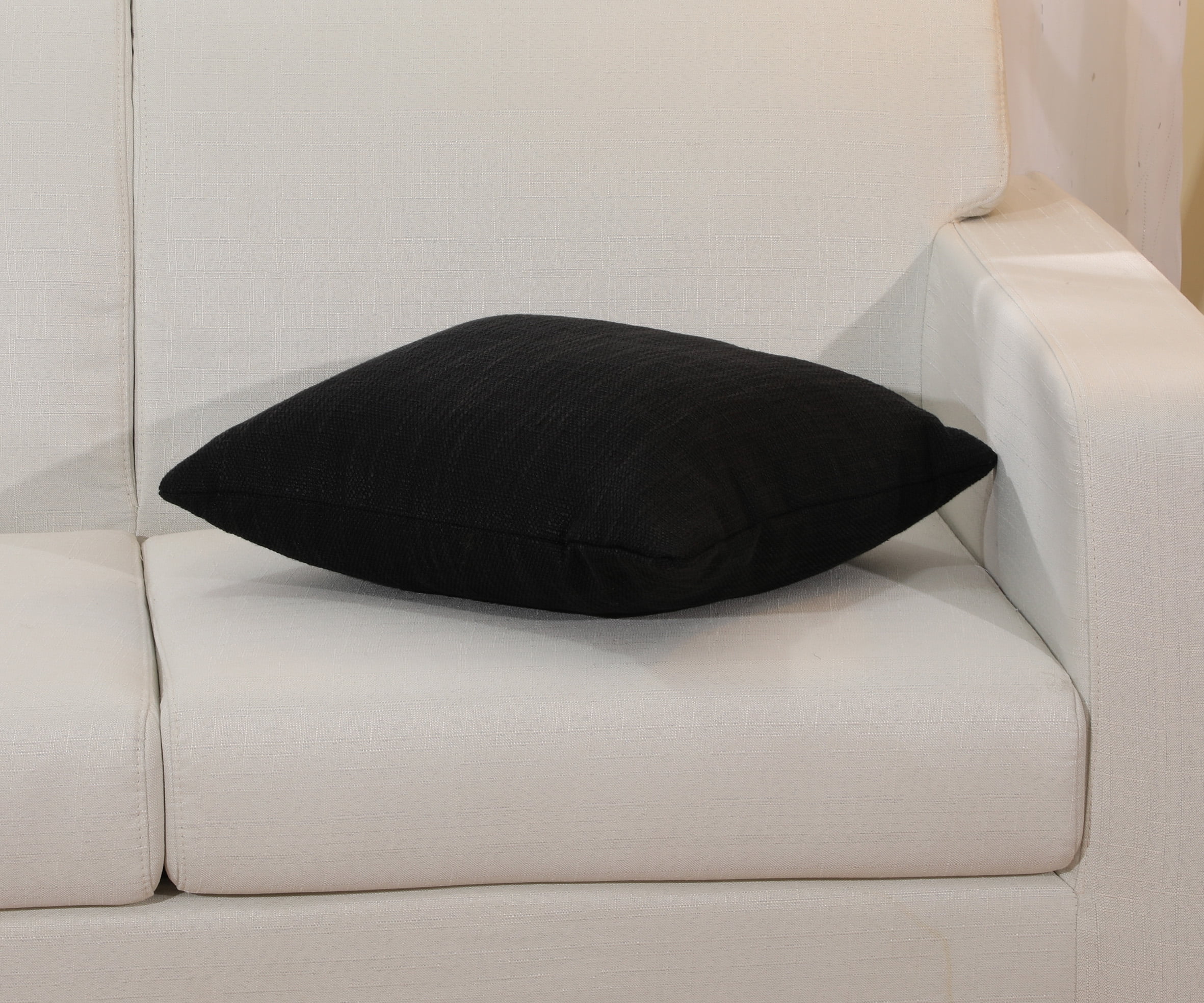 (2 pack) Mainstays Solid Texture Polyester Square Decorative Throw Pillow, 18" x 18", Black