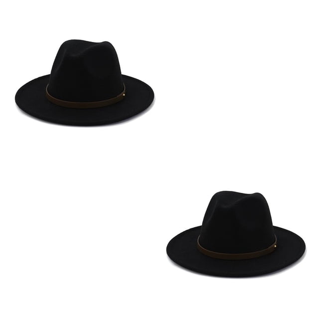 Sombreros con hebilla de cinturón Sonducket Otoño Invierno sólido ala ancha gorras de lana cálida