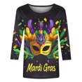 thumbnail image 4 of Penkiiy Blouse Carnaval pour Femmes Mardi Gras Mode Imprimée Décontractée Col Rond Manches 3/4 T-shirt Blouse L Multicolore, 4 of 5