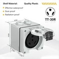 thumbnail image 3 of 30Amp Power Outlet Box,125Volt NEMA TT-30R Receptacle Outdoor Dustproof and Weatherproof for Electric Vehicles,1 x 30Amp RV Power Outlet Box, 3 of 6