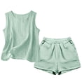 thumbnail image 7 of Xdegoge Summer Sets for Women Linen Sleeveless Outfits Scoop Neck Tank Top and Shorts with Pockets Breathable Loose Comfy Beach Vacation Lounge Set, 7 of 7