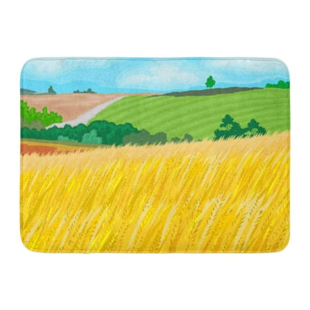 - GODPOK Autumn Blue Barley Wheat Field Yellow Agriculture Cartoon Rug Doormat Bath Mat 23.6x15.7 inch