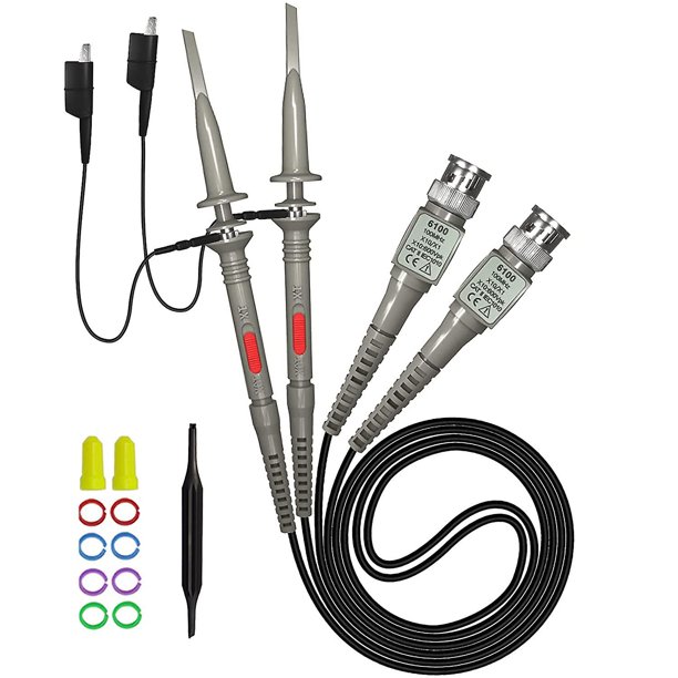 Sondas de pinza universales de 2 piezas para osciloscopio de 100 Mhz con kit de accesorios 1x 10x