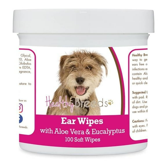 Healthy Breeds 192959824209 Mutt Ear Cleaning Wipes with Aloe & Eucalyptus for Dogs - 100 Count