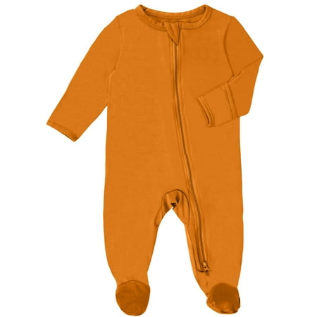 

Baby Girls One-Piece Footies Bmaboo Long Sleeve with Double Zipper Pajamas 6-12 Months Orange